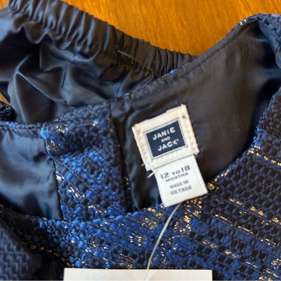Janie and Jack Navy Plaid Baby Dress 12-18M NWT Holiday Party Outfit - Picture 4 of 9